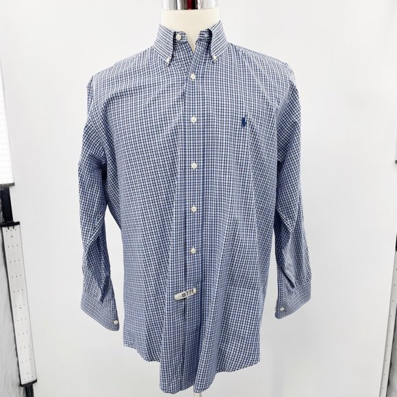 Ralph Lauren Men’s Yarmouth 100% Cotton Checked Oxford Shirt Size 15.5 - 32/33 - Picture 1 of 9